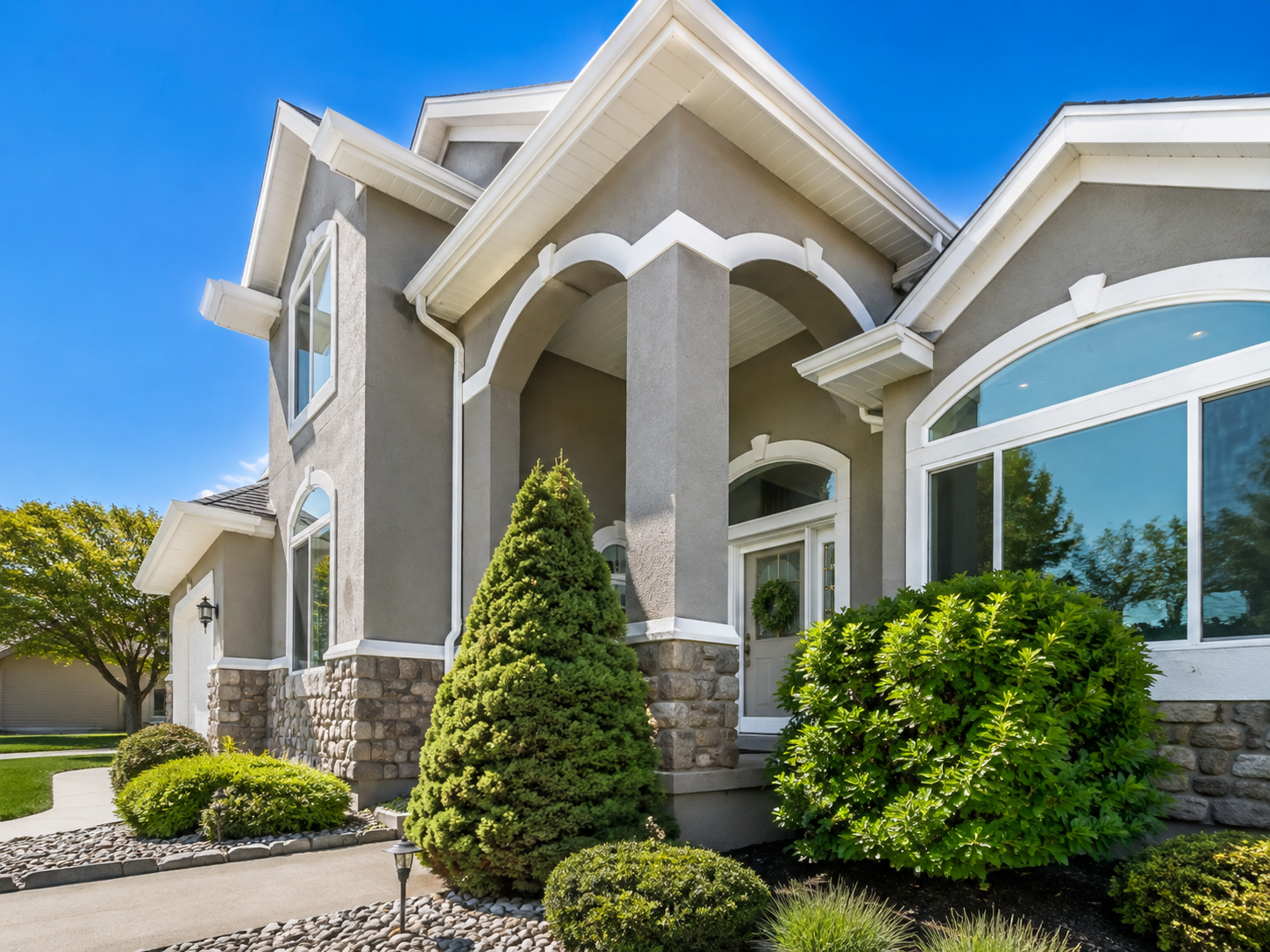 Illustrative freshly painted home exterior image.